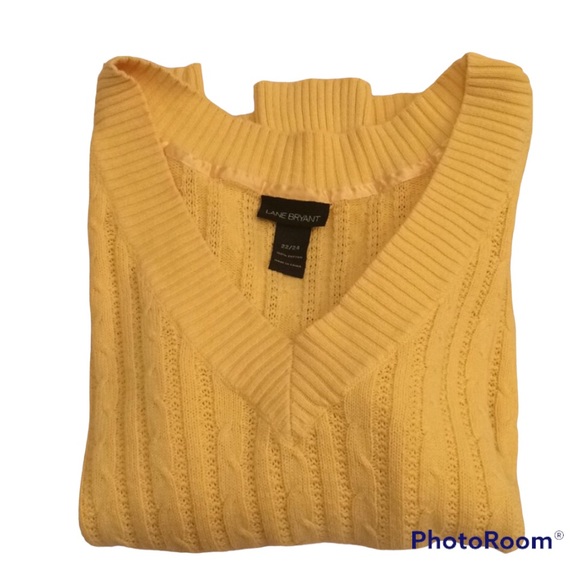 22-24W Lane Bryant  Slouchy V-neck Cotton Cable Knit Sweater - Picture 5 of 16